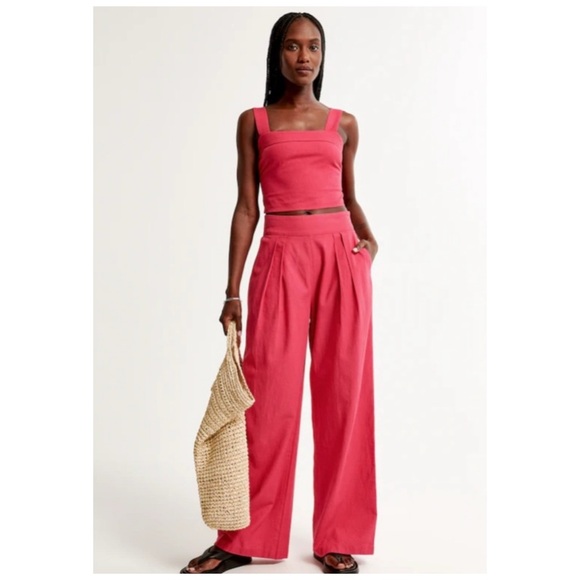 Abercrombie & Fitch Pants - NWT Abercrombie & Fitch Wide Leg‎ Linen Blend Pull On Pants L Pink